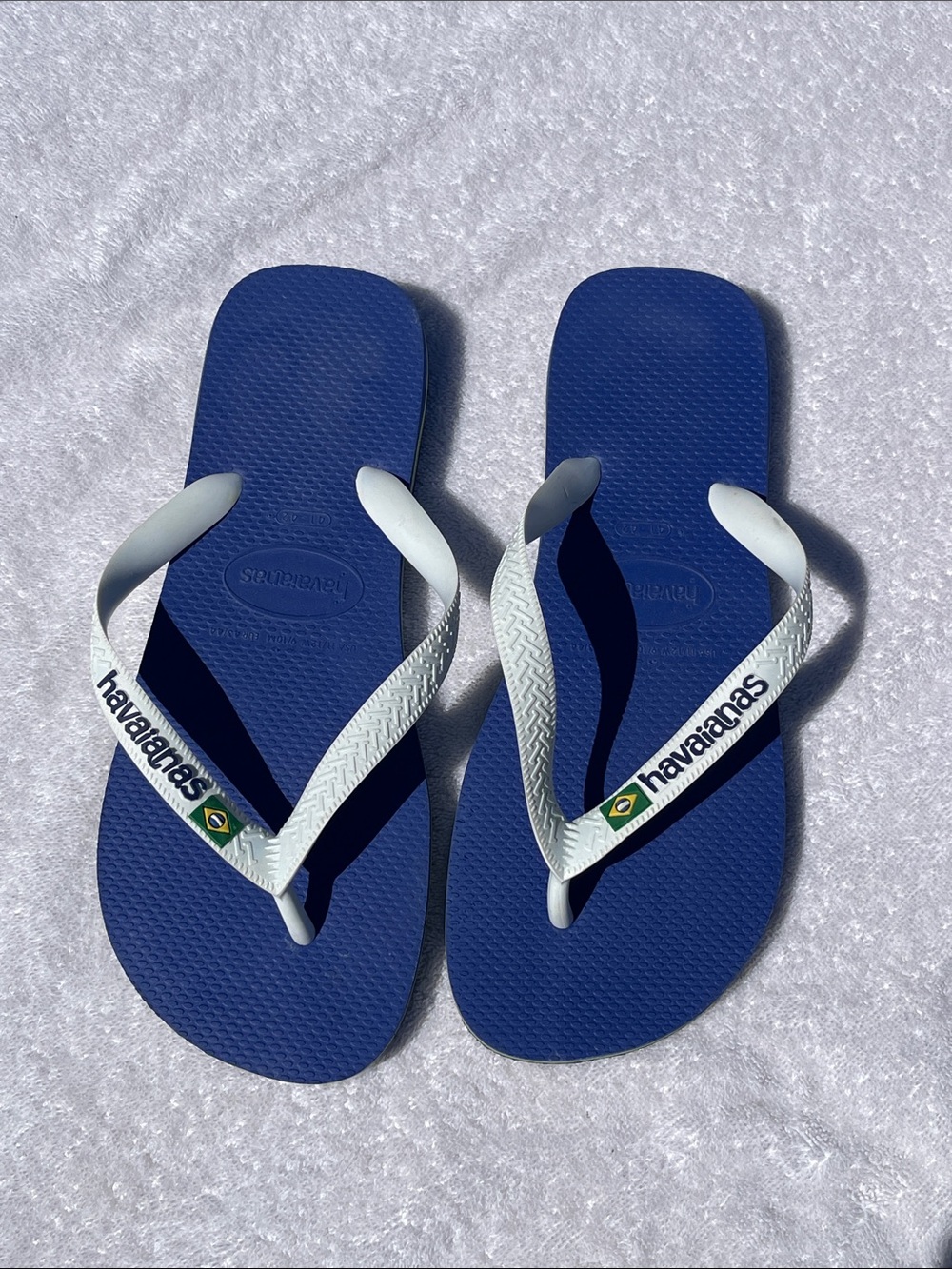 Havaianas Navy Blue Flip Flops with White Straps